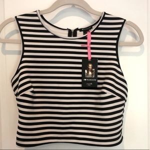 Striped black and white crop top